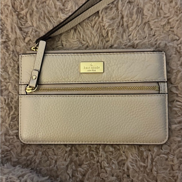 Kate Spade Light Gray Leather Wristlet - Picture 1 of 5